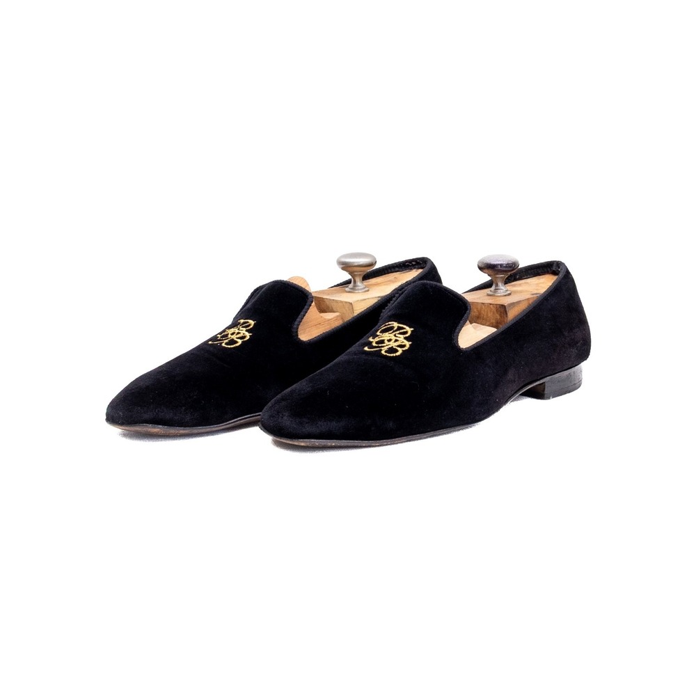 Brooks Brothers x Peal & Co. Black Velvet Smoking Slippers Size US 10.5 D